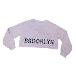 Purple SUPER Soft Brooklyn Letter Print Crop Sweater